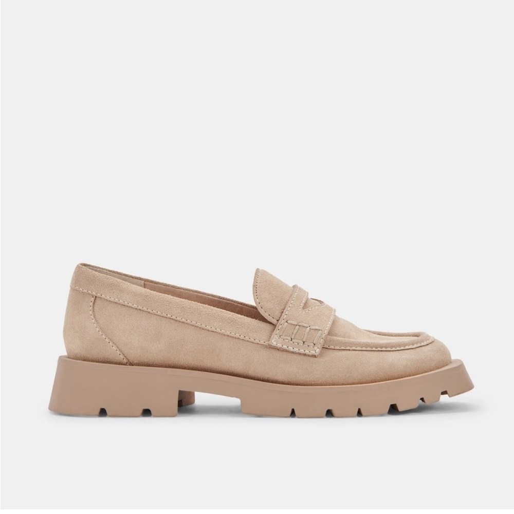 Dolce Vita Blush Nude Suede Chunky Loafers - Picture 8 of 9